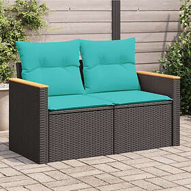 vidaXL Garden sofa 2-seat with cushions black polyrattan
