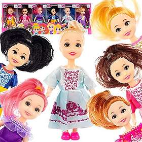 Kinderplay Ensemble avec 6 poupées colorées Princesses de la mode pour la maison