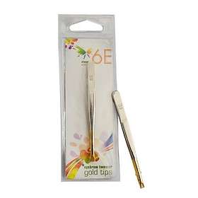 6E Eyebrow 3.5-inch Bended Tip Gold Plated Tweezers
