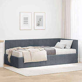 vidaXL Cadre de lit avec matelas Gris foncé 90x200 cm Velours