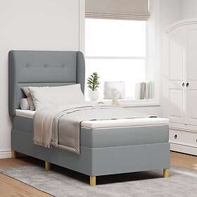 vidaXL Sänggavel Säng med Madrass Mörkgrå 90x190cm Tyg Ljusgrå