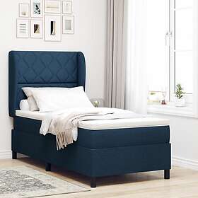 vidaXL Bed base with mattress with headboard Blue 100x200cm fabric