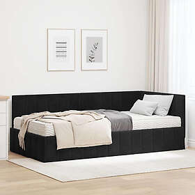 vidaXL Sängram med madrass Svart 90x200cm Sammet