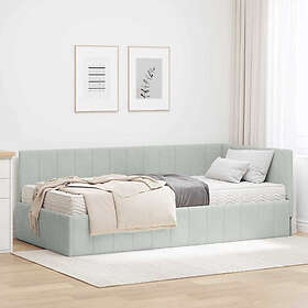 vidaXL Hörn Cadre de lit avec matelas gris clair 90x190cm Velours