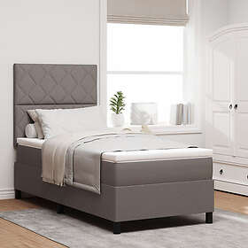 vidaXL Bed base with mattress with headboard Taupe 100x200cm fabric