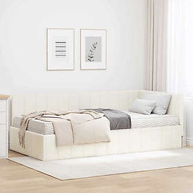 vidaXL Bed frame with mattress with headboard Cream 90x200cm Velvet