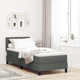 vidaXL Bäddfjäder med madrass med huvudgavel mörkgrå 80x200cm tyg