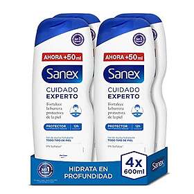 Sanex Expertvård Duschgel 4x600ml Naturlig Prebiotisk Formel