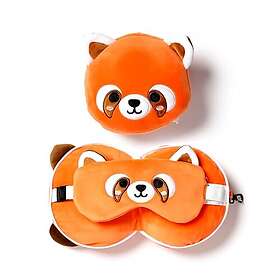 Relaxeazzz Red Panda Plush Travel Pillow & Eye Mask Set
