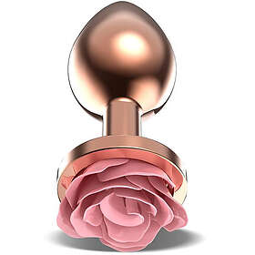 AfterDark Rosegold Metal Anal Plug With Pink Rose Medium