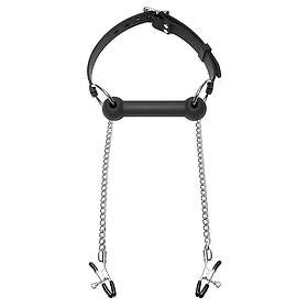 XR Play Hard Silikone Bit Gag med Nipple Clamps