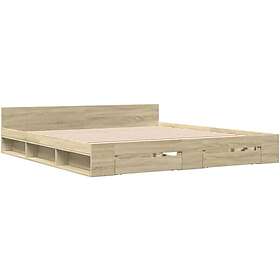 vidaXL Bed Frame with drawers sonoma oak 200x200 cm engineered wood