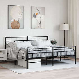vidaXL Bed Frame with headboard and footboard black metal 200x200 cm