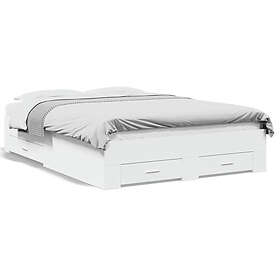 vidaXL Sängram med lådor vit 135x190 cm konstruerat trä