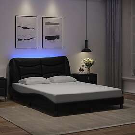 vidaXL Bed Frame with LED lighting black 140x190 cm faux leather