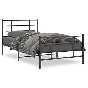 vidaXL Bed Frame with headboard and footboard black metal 100x200 cm