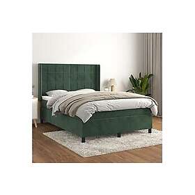 vidaXL Ramsäng med madrass mörkgrön 140x200 cm sammet 3132684