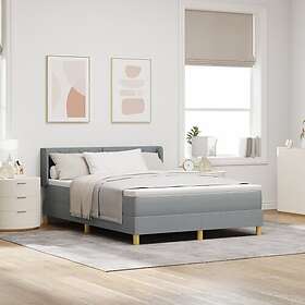 vidaXL Box Spring Bed with Mattress Light grey 140 x 200 cm Fabric