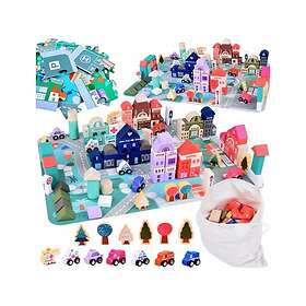 Jokomisiada Pastelliväriset Kaupunkilohkot Puu + Palapelimatto 115 Kpl Za5373