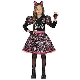 Fiestas Guirca Söt svart katt flicka tutu klänning med rosa kattöra pannband kostym