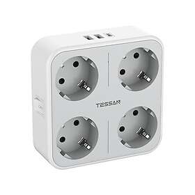 Tessan TS-302-DE-C 4 Schuko-uttag 1 USB C 2 USB A Grå