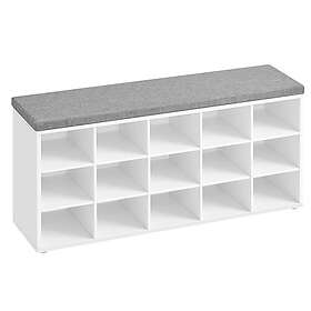 Vasagle Shoe Bench with Seat and 15 Compartments White/Grey