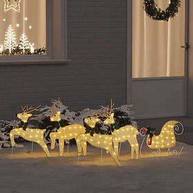 vidaXL LED Renar 5 st Guld Tyg