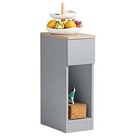 SoBuy FBT111-HG Smalt sängbord med 1 låda Platsbesparande nattduksbord Litet soffbord i trä Grå