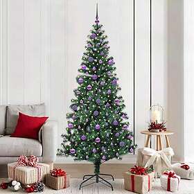 vidaXL Artificial Pre-lit Christmas Tree Green 210cm PVC and Metal