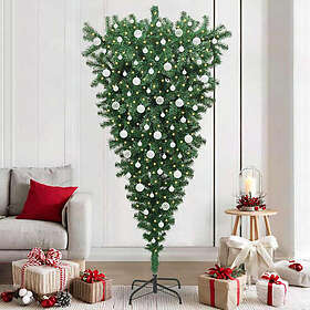vidaXL Upp och ner artificial pre-lit Christmas tree with ball set 210cm