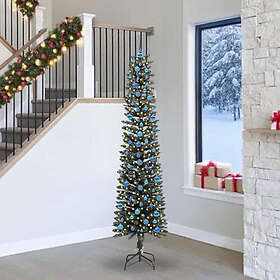 vidaXL Artificial Christmas Tree Green 58 x 58 x 240 cm PVC and Plastic and Stee