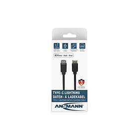 Ansmann 1700-0106 Sort USB-C Lightning 0.12m Hanstik