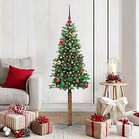 vidaXL Slim Christmas Tree 150 LED Lights Green 150cm PVC and Solid Pine