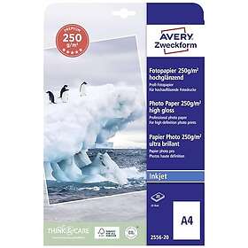 Avery Premium Inkjet Fotopapier A4 250g Vit 20 ark