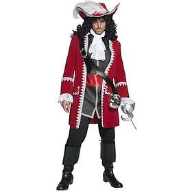 Smiffys 5059513042514 Deluxe autentisk piratkapten kostym (Röd jacka, byxor, topp med fastsatt skärp och kravatt)