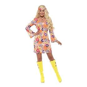 Smiffys 45520L Flower Hippie Costume Multi-Coloured With Dress Headscarf & Medal