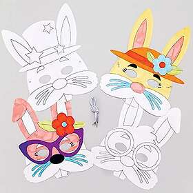 Baker Ross AT430 Easter Bunny Masks for Painting, Kids Craft, 8 Pieces