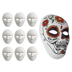 MATANA S0552 10 Pack Vita Helansiktsmasker för Barn eller Vuxna - Hantverk DIY Kostym Halloween Fest