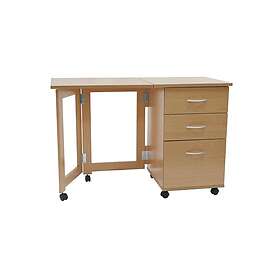 Watsons Flipp 3 Drawer Folding Office Storage Filing Desk Workstation Beech /Bro