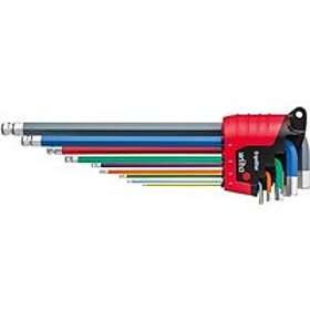 Wiha 43849 ErgoStar Färgglad sexkantig kulspetsnyckel, 9 delar