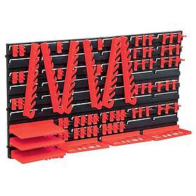 vidaXL Wall Panel Storage Kit Plast Röd/Svart 350x382x18mm 71-delars Garageorganisatör