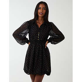Blue Vanilla Shirred Waist & Puff Hem Shirt Dress