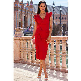Sosandar Premium Ruffle Detail Midi Jersey Dress