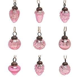 The Christmas Gift Co. Mini Recycled Glass Baubles 9-pack (Pink)