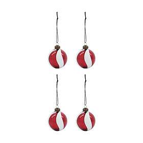 House Doctor Twister julgranskula 6cm 4-pack (Vit-röd)