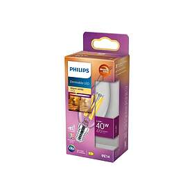 Philips LED Classic Candle E14 470lm 3.4W WarmGlow (2200K-2700K) Dæmpbar
