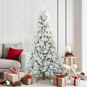 vidaXL Konstgjord Gran med Gångjärn Grön 180cm 300 LEDs