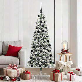 vidaXL Hinged Artificial Tree Grön och vit 180cm