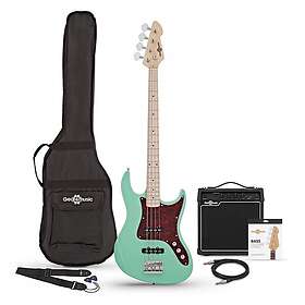 Gear4music LA II Bass Guitar Seafoam Green 15W Bass Amp Pack