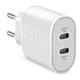 SBS TETRPD20CCW Power Delivery 20W Dubbel USB-C-laddare